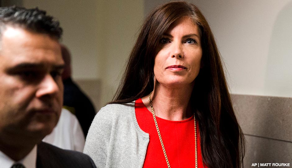 Pennsylvania Attorney General Kathleen Kane departs after her preliminary hearing Monday, Aug. 24, 2015, at the Montgomery County courthouse in Norristown, Pa.