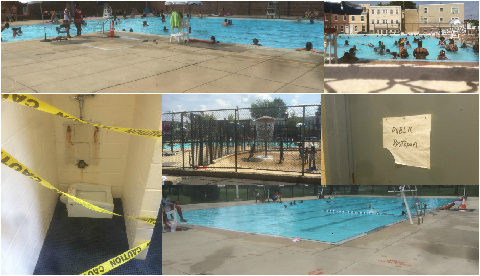 At other city pools, lots of concrete and questionable maintenance. | Photos by Tom Beck.
