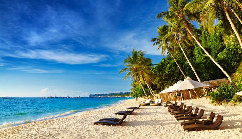 We'd love to be lounging on this beach in Boracay. Shutterstock.