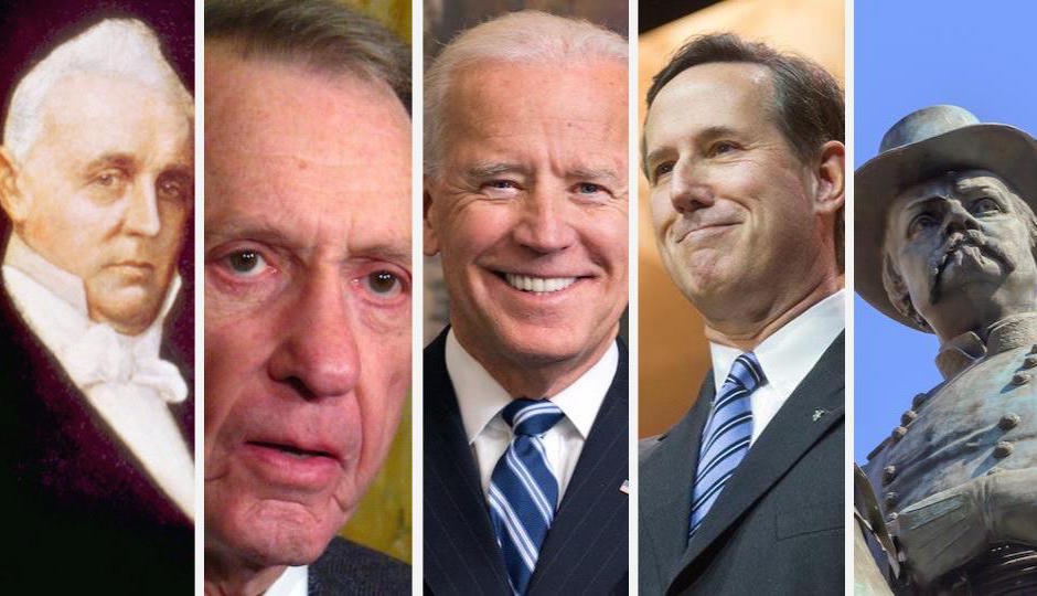 From left: James Buchanan, Arlen Specter, Joe Biden, Rick Santorum, William Scott Hancock.