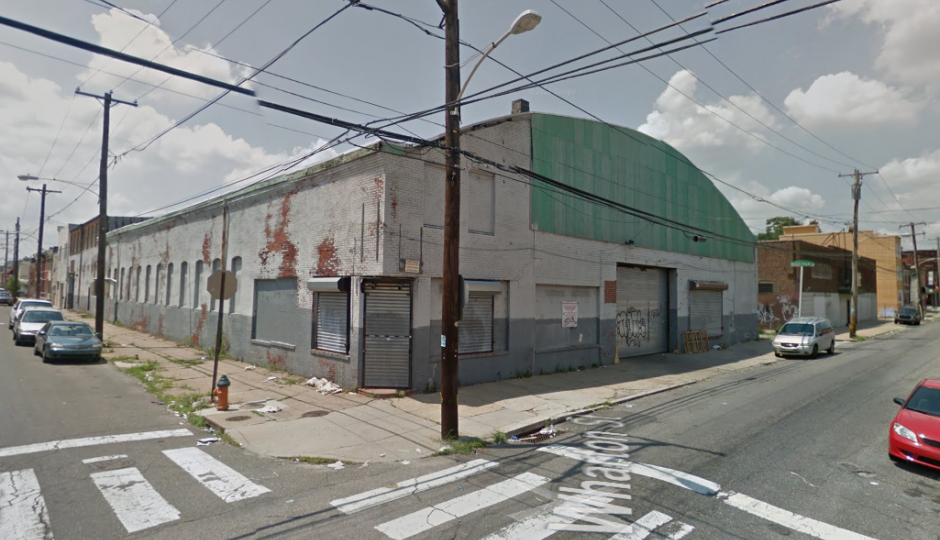 The warehouse at 20th and Wharton has since been demolished. | via Google Street View
