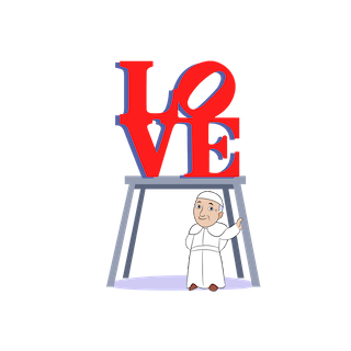 Pope Francis emoji - LOVE statue