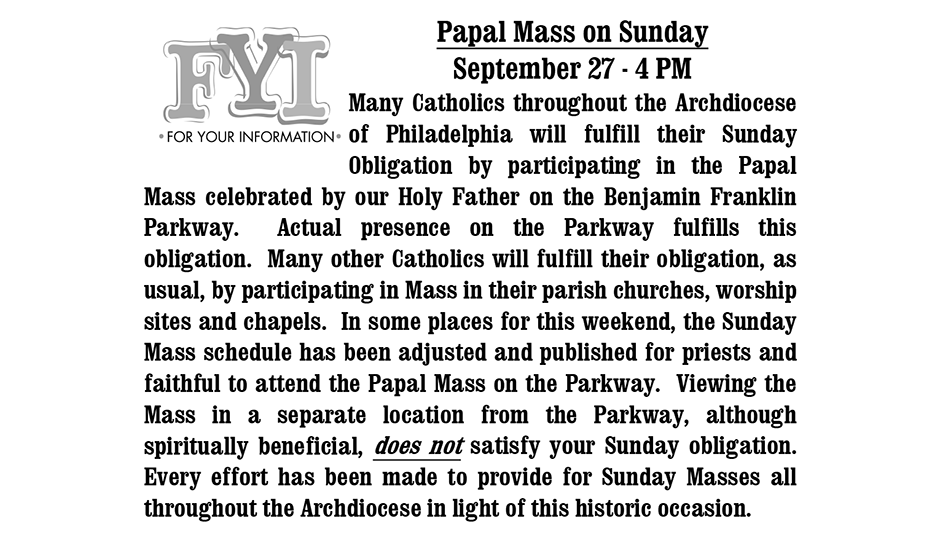 Papal Mass Bulletin - St. Matthew's