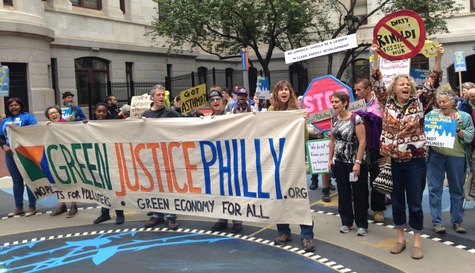 The Green Justice Philly rally in Center City on Wednesday.