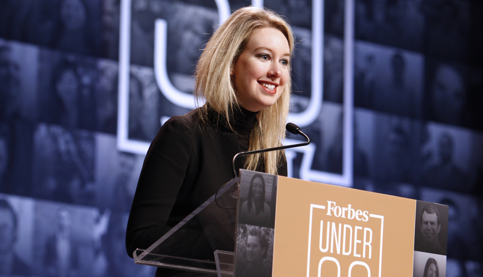 Elizabeth Holmes, founder and CEO of Theranos, speaking at the Forbes Under 30 Summit in Philadelphia. (Glen Davis/ Forbes)