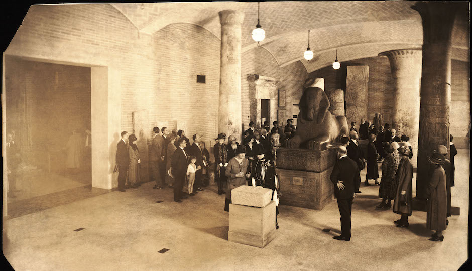 The Sphinx when it was moved to the Lower Egyptian Gallery in 1926.| Photo courtesy of Penn Museum