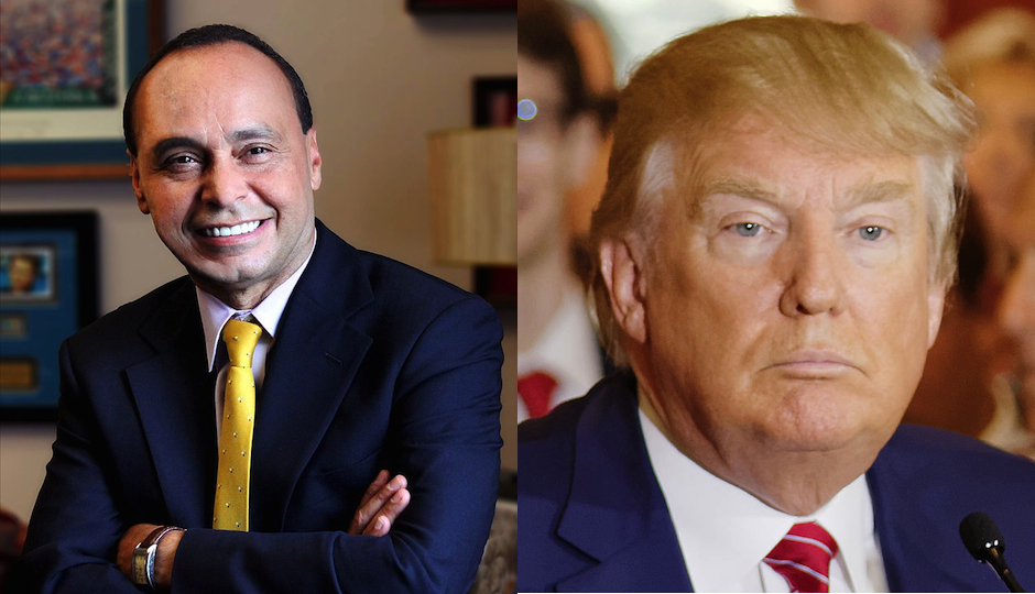 Illinois Congressman Luis Gutierrez in his official photo / Presidential candidate Donald Trump by Michael Vadon via Wikimedia Commons