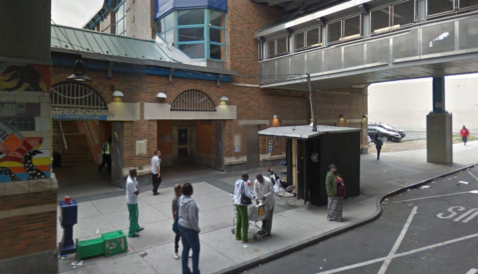 The El station at 56th and Market streets, where emergency crews responded to report of a man on the tracks. | Google Street View