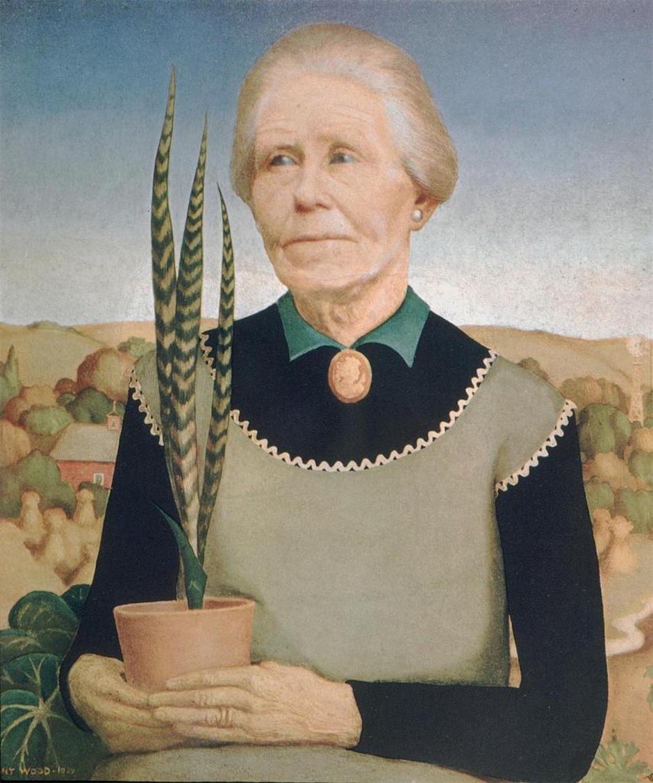 Wood, Grant--Woman With Plants--1929