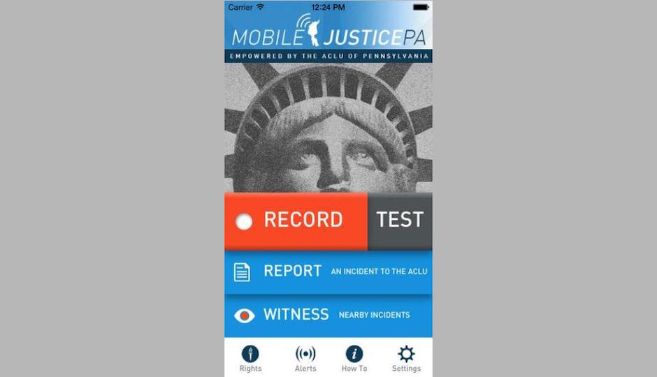 A screenshot from the ACLU app.
