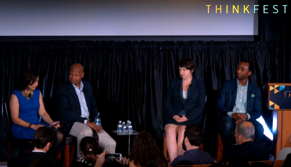 From left: Inga Saffron, Jay McCalla, Beth McConnell and Calvin Gladney on "The Gentrification Wars: Can Philly Have Urbanism and Equality" at ThinkFest.