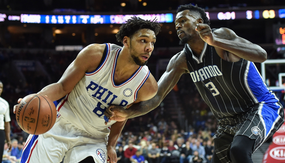 Sixers center Jahlil Okafor scored 19 points against Orlando, but the Sixers fell 105-97 | John Geliebter-USA TODAY Sports
