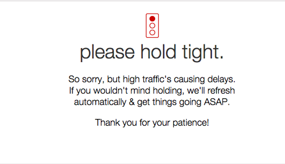 Target.com's error message. The site came back online around 10:45 a.m.