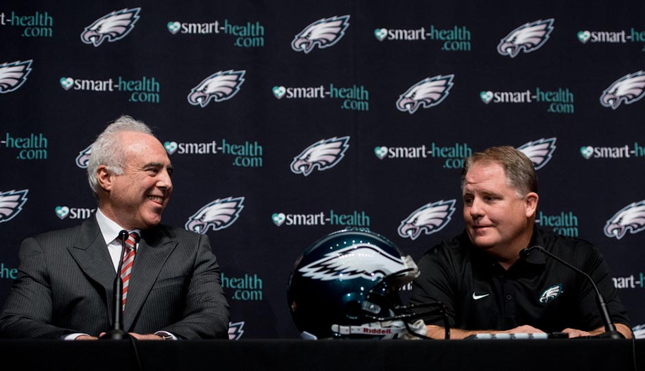 Eagles owner Jeffrey Lurie and Chip Kelly during happier times. Photo | Jeff Fusco