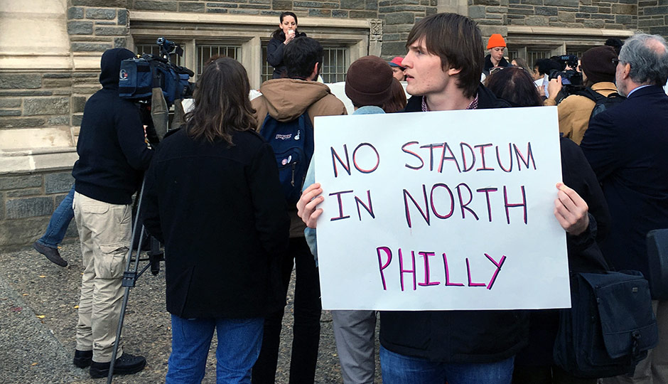 15 Now protesters - Temple - North Philly stadium