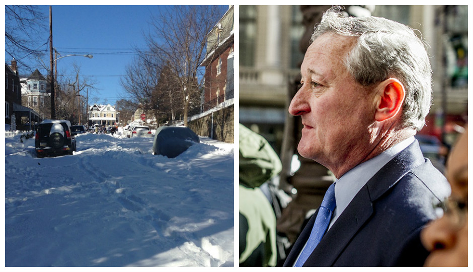 L to R: Freeland Avenue in Manayunk as of Sunday, and Mayor Kenney on Inauguration Day. | Photos by Tim Haas and Jeff Fusco