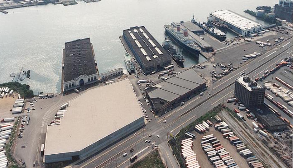 A construction worker died last night after falling off Pier 78 (left) in South Philadelphia. | Photo via Wikimapia