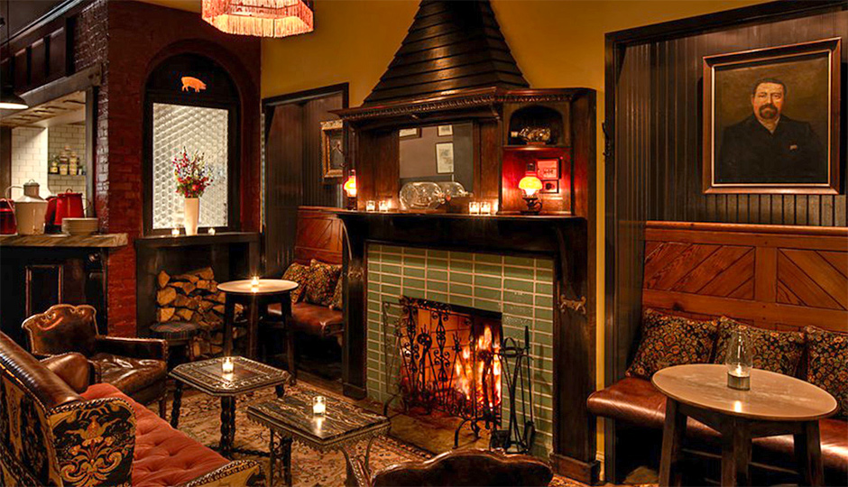 Fireplace at the Dandelion | Photo by Starr Restaurants