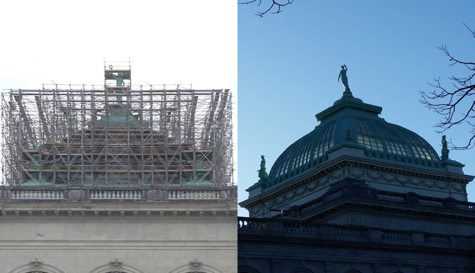 Memorial Hall dome before and after