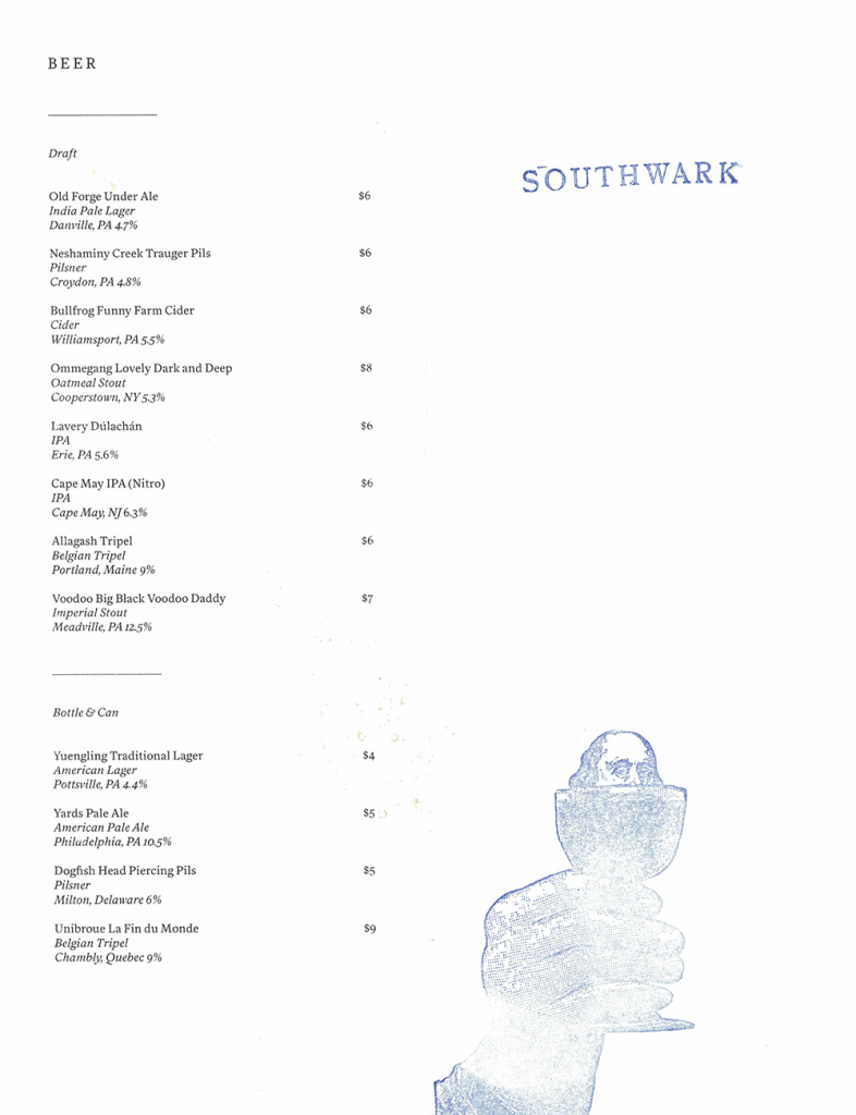 southwark opening beer list
