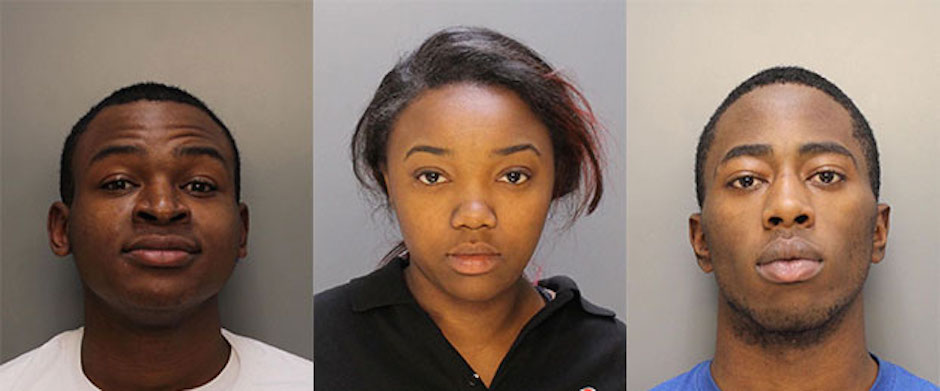Michael Jones (left) Kierston Carroll (center) and Syheed Wilson (right) in photos released by the Philadelphia Police Department. 
