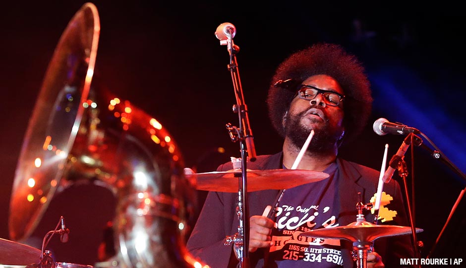 The Roots' Ahmir "Questlove" Thompson performs during an Independence Day celebration Saturday, July 4, 2015, in Philadelphia.