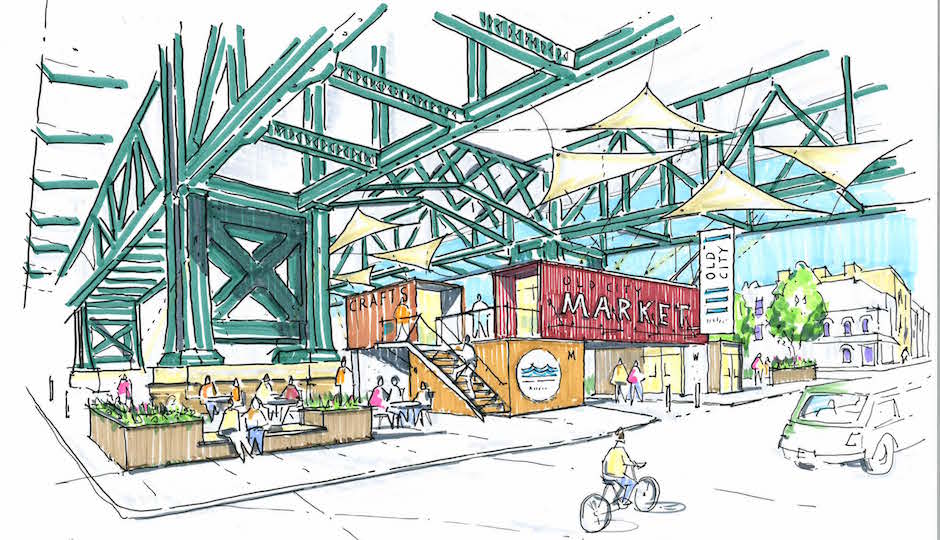 What Old City residents who attended last night's "Vision 2026" workshop said they most wanted to see was something like this under the Ben Franklin Bridge. Rendering | Atkin Olson Schlade via Old City District