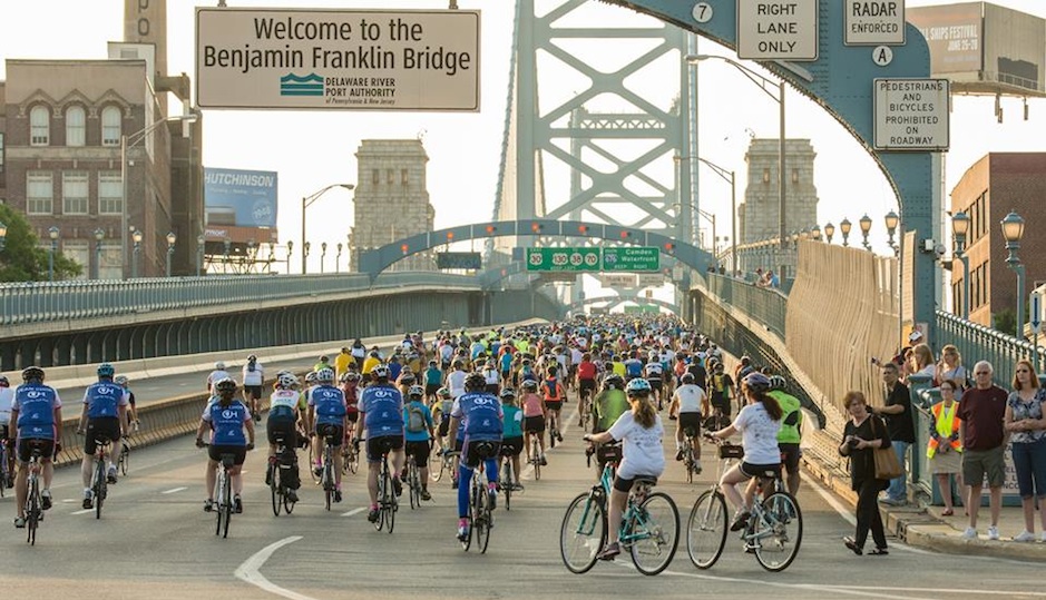 Bicycle transportation advocates would love for this to be a typical evening commute from Philly to South Jersey. Still, they have plenty to be proud of with Bike Score's ranking of Center City West as the nation's most walkable downtown.| Photo via Facebook