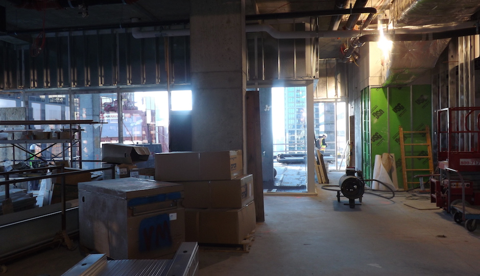 The as-of-now unfinished clubhouse seating area at 1919 Market. Photos | Sandy Smith