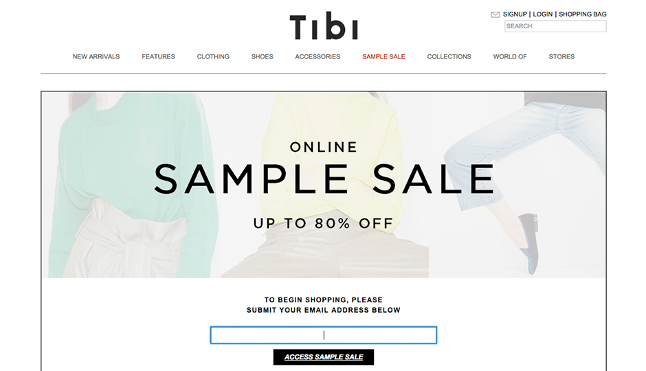 Tibi Sample Sale banner