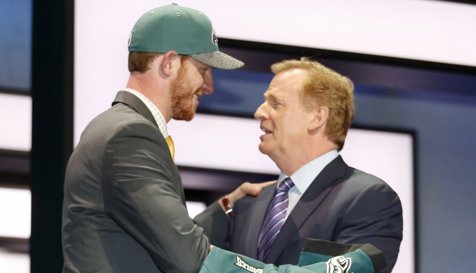 Carson Wentz and Roger Goodell. (USA Today Sports)