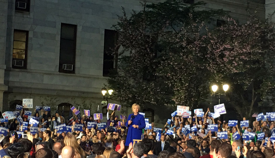 Hillary Clinton speaks at City Hall GOTV rally