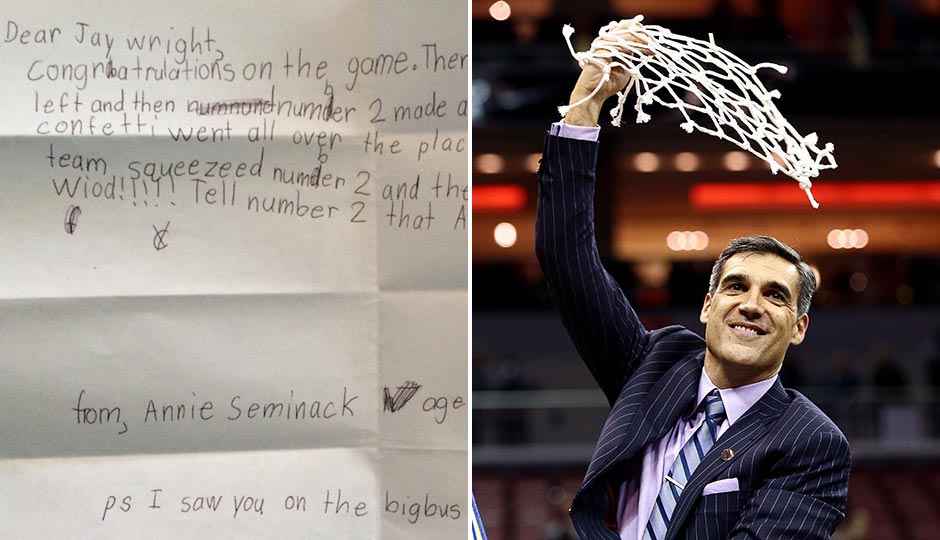 Annie Seminick's letter; Jay Wright, (Aaron Doster, USA Today Sports)