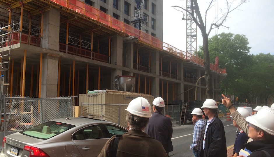 Architects attending last weekend's AIA convention get a hard hat tour at one remove of the 500 Walnut construction site. | Photos: Sandy Smith
