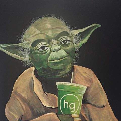 Yoda gets his healthy green grow via Honeygrow juices.