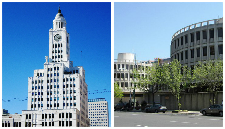 Left: 400 N. Broad Street Right: Police Administration Building (Wikimedia Commons) 