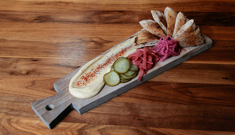 Hummus with wood-fired pita bread
