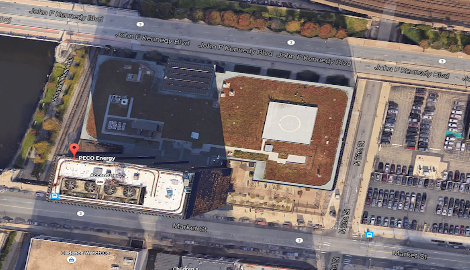 An electrical fire took place at a PECO substation below intersection of 23rd and Market streets. | Image via Google Maps