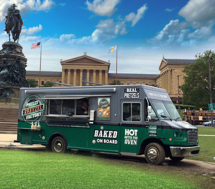 No doubt your guests will be pumped to see Philly Soft Pretzel Factory's new concession truck pull up to your reception. Photo courtesy of Philly Soft Pretzel Factory. 