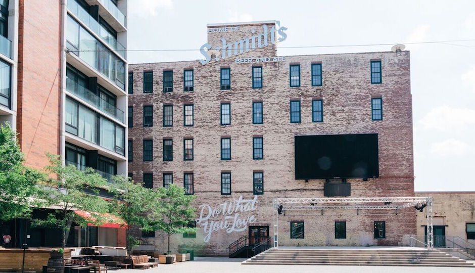 WeWork has taken 30,000 square feet of space in the last surviving remnant of the old Schmidt's brewery. It's the office linchpin of the makeover now under way at The Schmidt's Commons. | Photos: Courtesy Edelman Public Relations