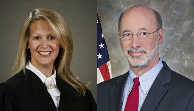 L: Courtesy of the Unified Judicial System of Pennsylvania, R: Courtesy Governor Tom Wolf via Wikimedia Commons