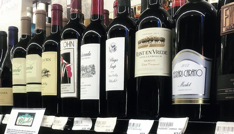 Wine for sale in grocery store
