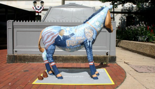 DNC Donkey, decorated by Food & Water Watch | Photo by Jared Brey
