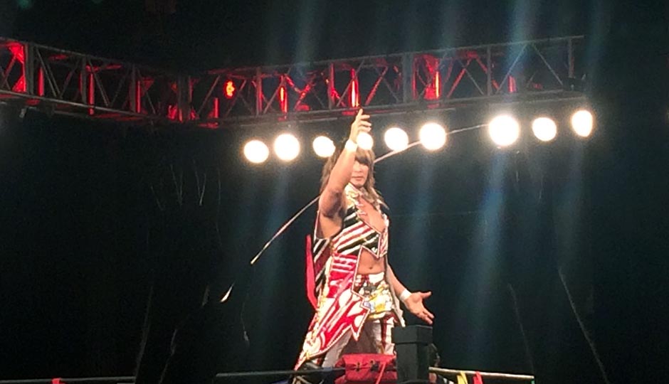 Hiroshi Tanahashi poses on the turnbuckle at the 2300 Arena