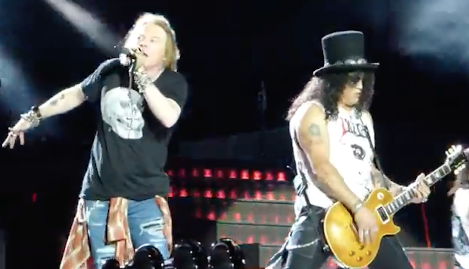 Axl Rose and Slash performing "It's So Easy" at the Guns N' Roses concert at Lincoln Financial Field in Philadelphia on July 14, 2016. (Photo via YouTube)