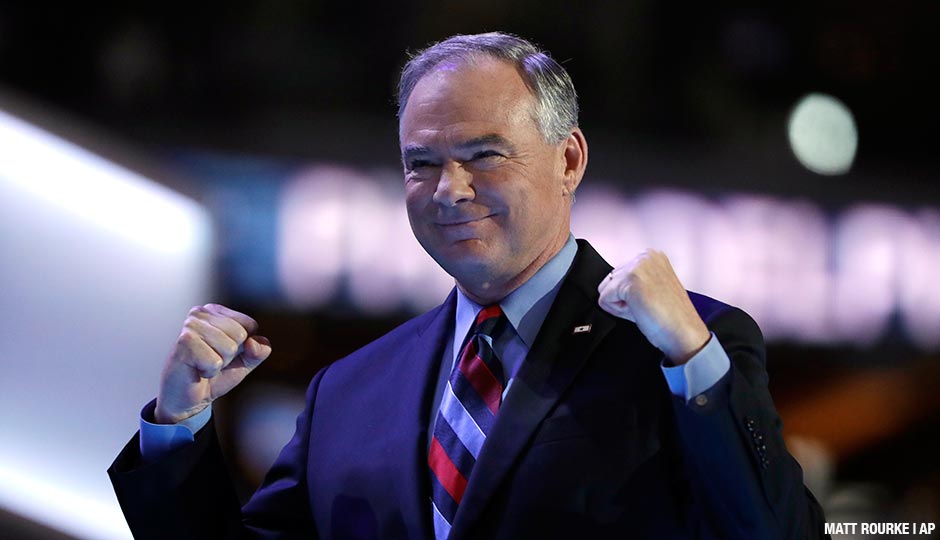 Tim Kaine speaking at the 2016 DNC