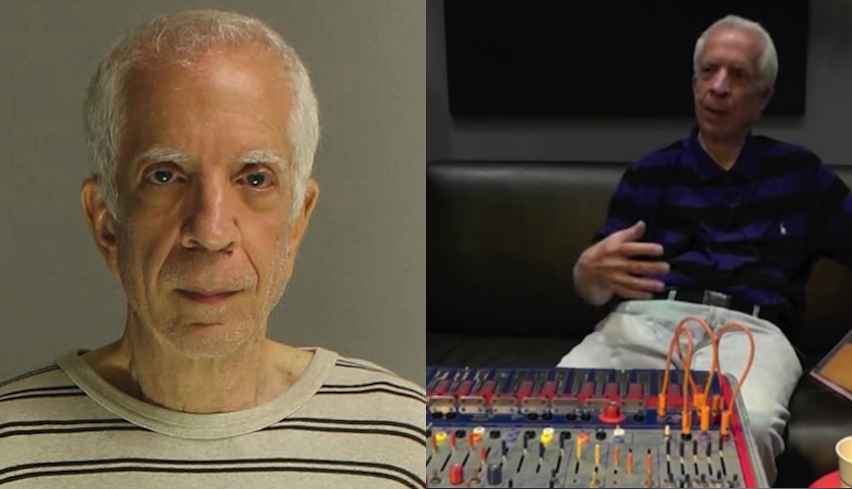 Left: Charles Cohen in a mugshot photo released by the Montgomery County District Attorney's office. Right: Cohen at WXPN studios during a 2015 interview. (Photo via YouTube)