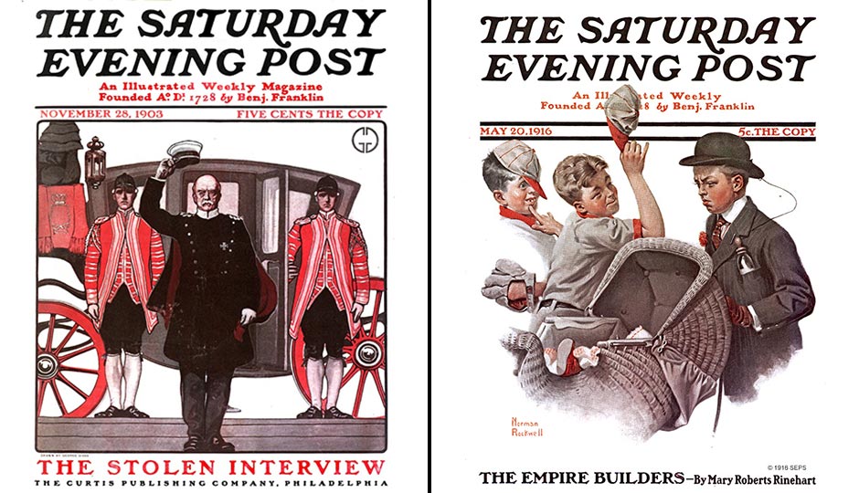 Saturday Evening Post covers, public domain.