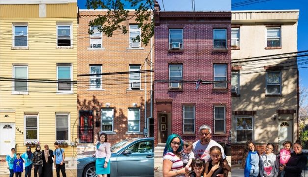 Residents of N. Cadwallader Street in the South Kensington neighborhood of Philadelphia pose for Philly Block Project artists Hank Willis Thomas and Wyatt Gallery in June, 2016.