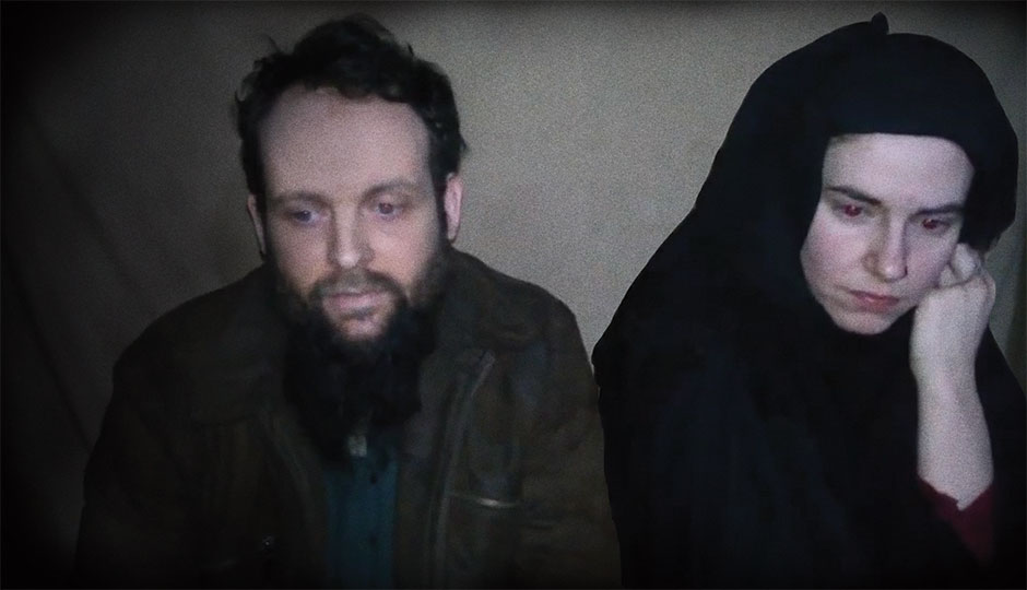 Caitlan Coleman and her husband, Joshua Boyle, in a video released by their captors